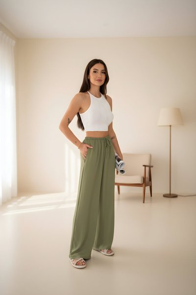 Mint Yeşili Oversize Ayrobin Pantolon