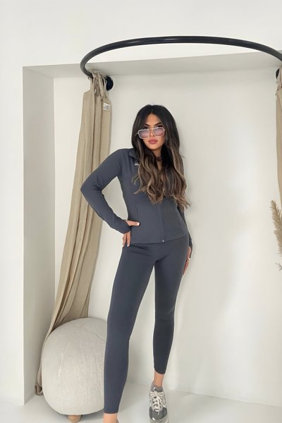 Antrasit Ceket Tayt İkili Airlift Takım