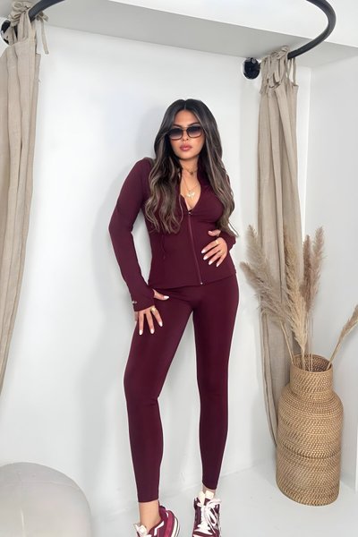 Bordo Airlift İkili Ceket Tayt Takım