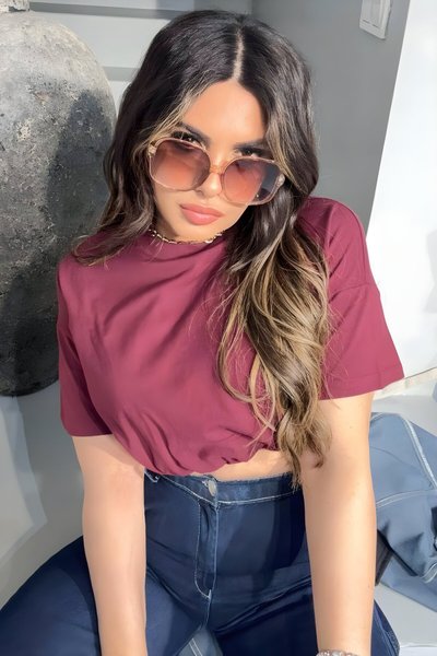 Bordo Balon Model Beli Lastikli Crop