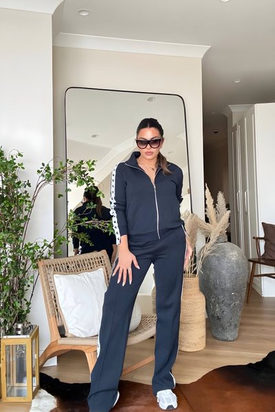 Lacivert Yıldız Şeritli Petek Dokulu Eşofman Takımı