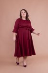 Bordo Büyük Beden Midi Elbise