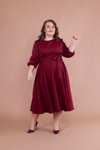Bordo Büyük Beden Midi Elbise