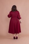 Bordo Büyük Beden Midi Elbise