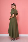 Haki Midi Büyük Beden Asimetrik Kesim Elbise