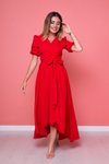 Kırmızı Midi Büyük Beden Asimetrik Kesim Elbise