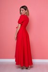 Kırmızı Midi Büyük Beden Asimetrik Kesim Elbise
