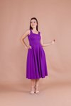 Mor Midi Askılı Kare Yaka Elbise