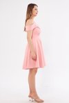 Pudra Mini Kloş Kayık Yaka Abiye Elbise
