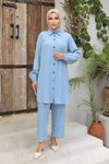 Modest Ruched Detail Set - Baby Blue