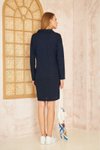 Lacivert Midi Uzun Kollu Spor Polo Yaka Simli Fitilli Triko Elbise