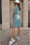 Mint Midi A Kesim Salaş Beli Bağcıklı Elbise