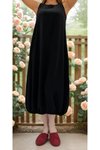 Siyah Midi Yazlık Eteği Lastikli Airobin Elbise