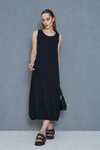 Siyah Midi Yazlık Eteği Lastikli Airobin Elbise