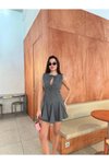 Antrasit Mini Bağcık Detaylı Elbise