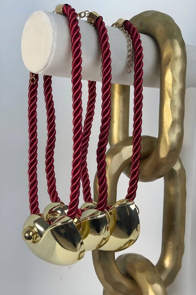 Spiral Rope Necklace - Burgundy