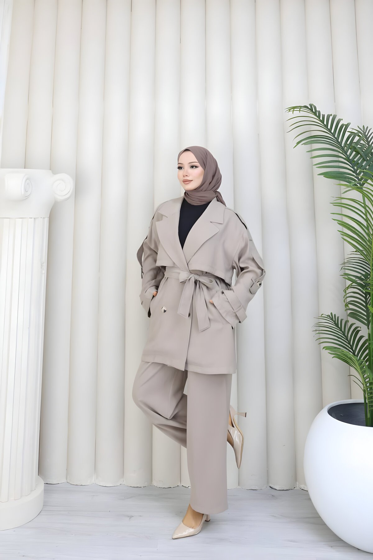 Vizon Tensel İkili Trençkot Model Takım