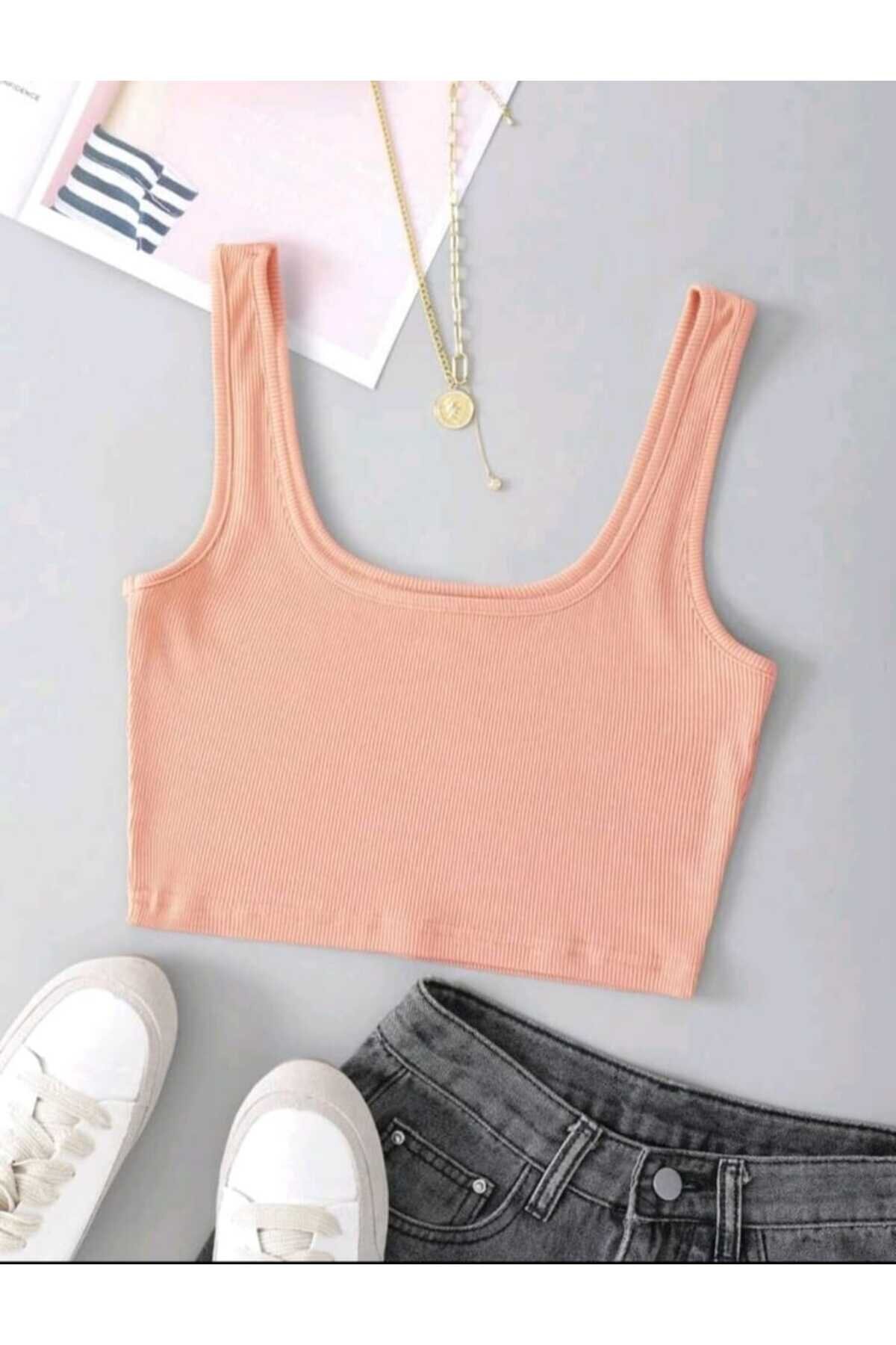 Somon Askılı Crop Kare Yaka Atlet - Charango