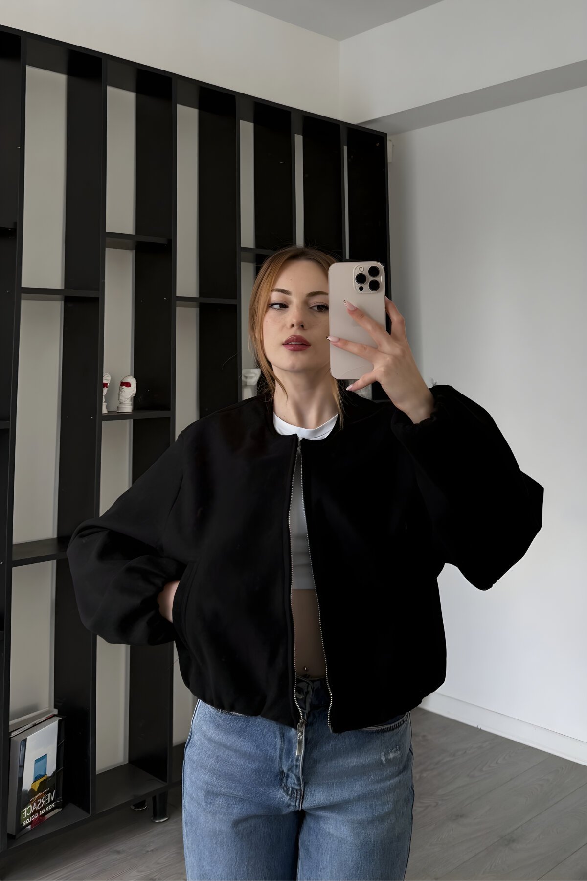 جاكيت بومبر أسود جوخ بريميوم - MOZENA