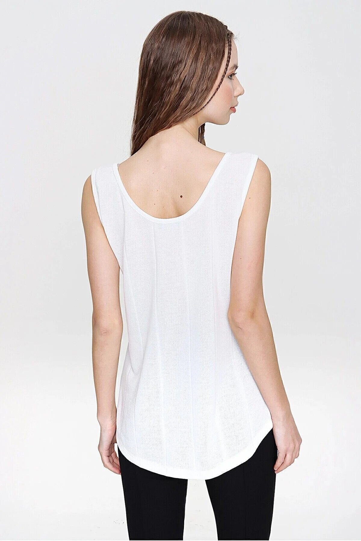 Thin Strap Knit Buttoned Blouse - Ecru - Pasaklı Giyim