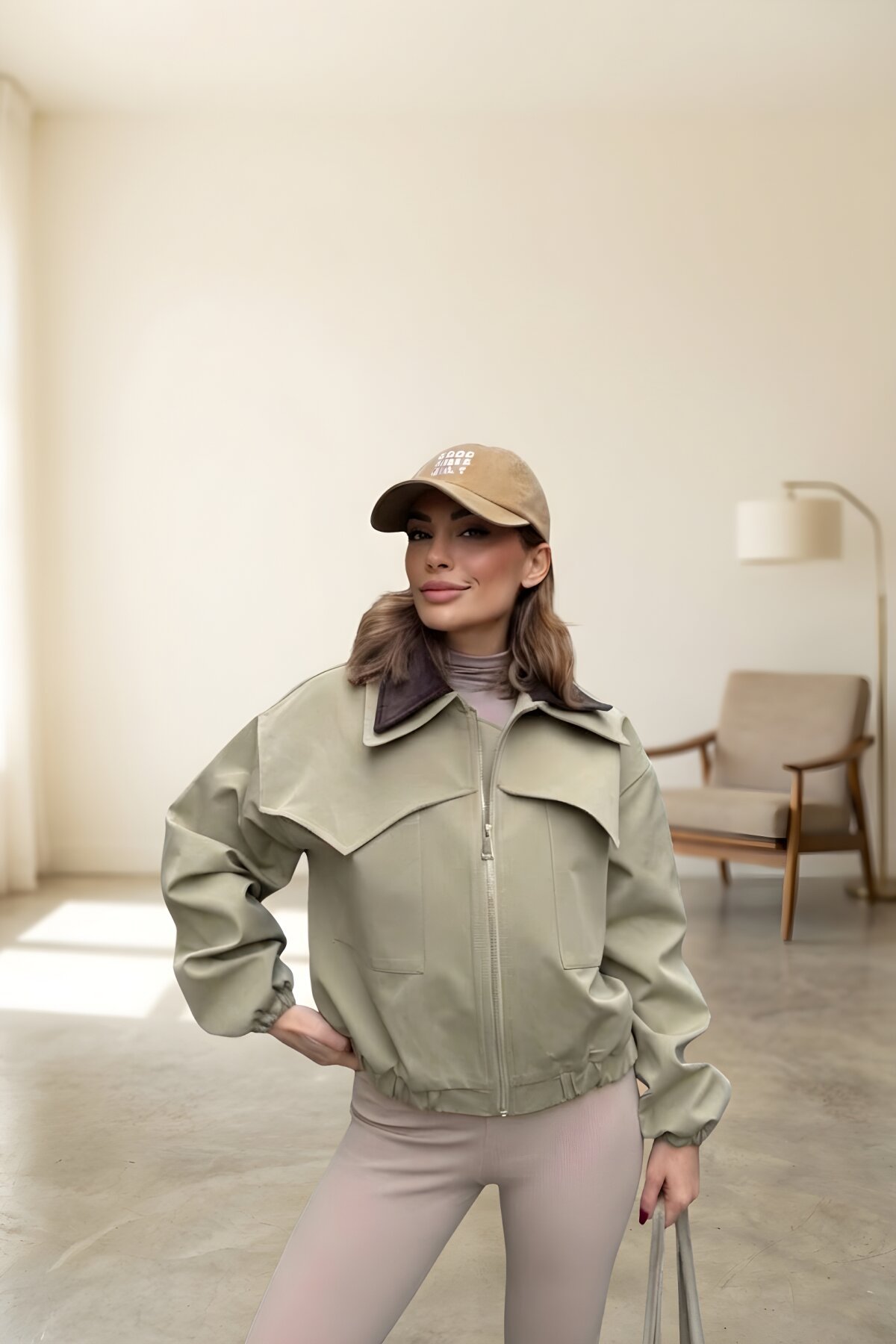 Yeşil Premium Çift Yakalı Mont Ceket - RAWEA FASHİON