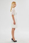 Beyaz Fransız Dantel Mini Balon Kol Abiye Elbise