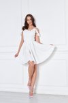 Beyaz Mini Pileli Kloş Fırfır Detaylı Abiye Elbise