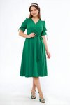 Midi Surplice Neck Ruched Dress - Grass Green