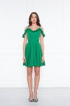 Çimen Yeşili Mini Kloş Pileli Abiye Elbise