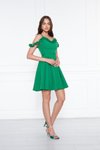 Çimen Yeşili Mini Kloş Pileli Abiye Elbise