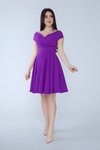 Mini Flared Pleated Evening Dress - Purple