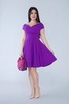 Mor Mini Pileli Kloş Abiye Elbise