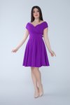 Mor Mini Pileli Kloş Abiye Elbise