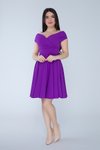 Mor Mini Pileli Kloş Abiye Elbise