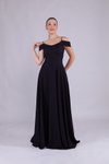 Siyah Uzun Straplez Askılı Abiye Elbise