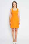 Turuncu Mini Kare Yaka Geniş Askılı Abiye Elbise