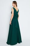 Zümrüt Uzun Kloş V Yaka Sırt Dekolteli Abiye Elbise
