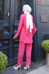 Fuşya İkili Pelerin Detaylı Tesettür Takım