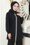 Siyah Taş Detaylı Tesettür İkili Takım