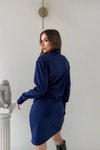 Lacivert Mini Polo Yaka Bel Drape Detaylı Elbise