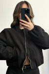 Siyah Bomber Kaşe Ceket