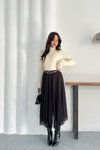 Siyah Midi Asimetrik Kesim Tül Etek