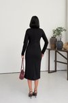 Siyah Midi Kalem Gömlek Yaka Elbise