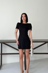 Siyah Mini Karpuz Kol Cep Detaylı Elbise
