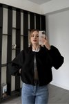 Siyah Premium Kaşe Bomber Ceket