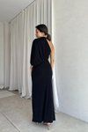 Siyah Uzun Tek Omuzlu Drape Detaylı Abiye Elbise