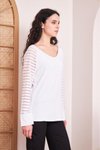 Beyaz Salaş Tek Omuz Tül Şerit Detaylı Bluz