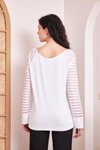 Beyaz Salaş Tek Omuz Tül Şerit Detaylı Bluz