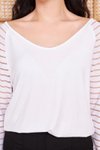 Beyaz Salaş Tek Omuz Tül Şerit Detaylı Bluz