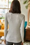 Gri Uzun Kollu Fırfırlı Kaşkorse Bluz